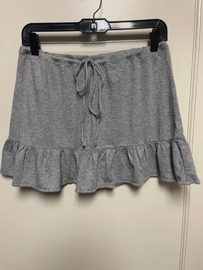 J. Crew Heather Gray Ruffle Hem Drawstring Mini Skirt